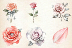 Blush And Silver Glam Roses Clipart Bundle - CraftNest - Digital Crafting and Art