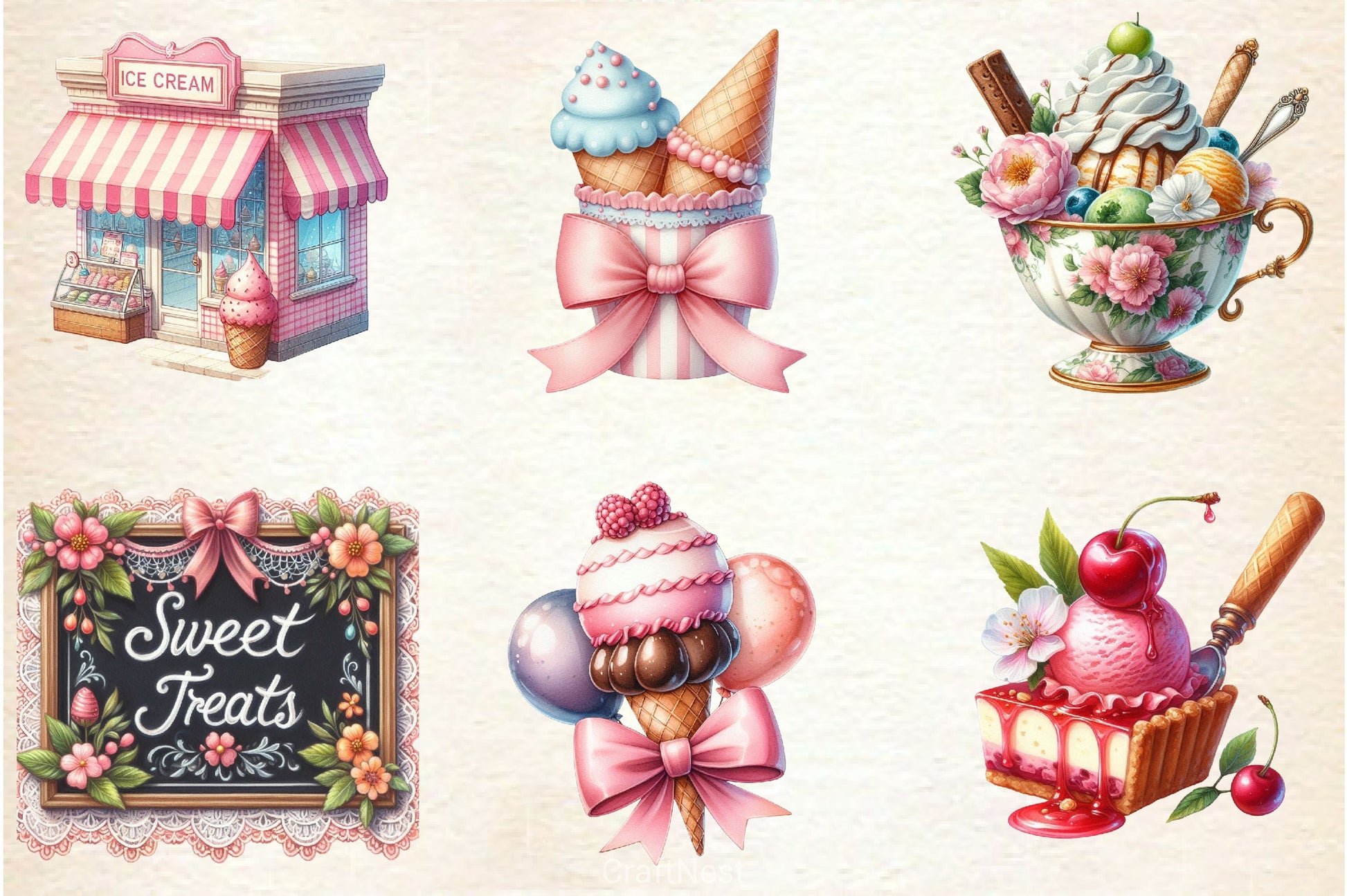 Coquette Ice Cream Clipart Bundle - CraftNest - Digital Crafting and Art