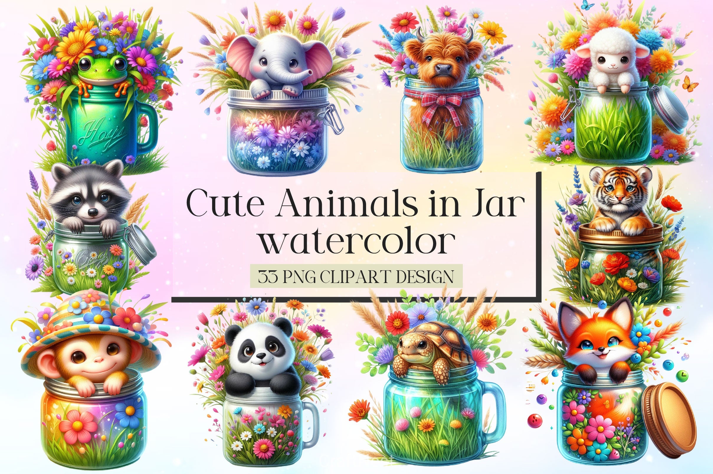 Cute Animals In Jar Clipart Bundle - CraftNest - Digital Crafting and Art