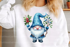 Festive Blue Christmas Gnomes Clipart Bundle - CraftNest - Digital Crafting and Art
