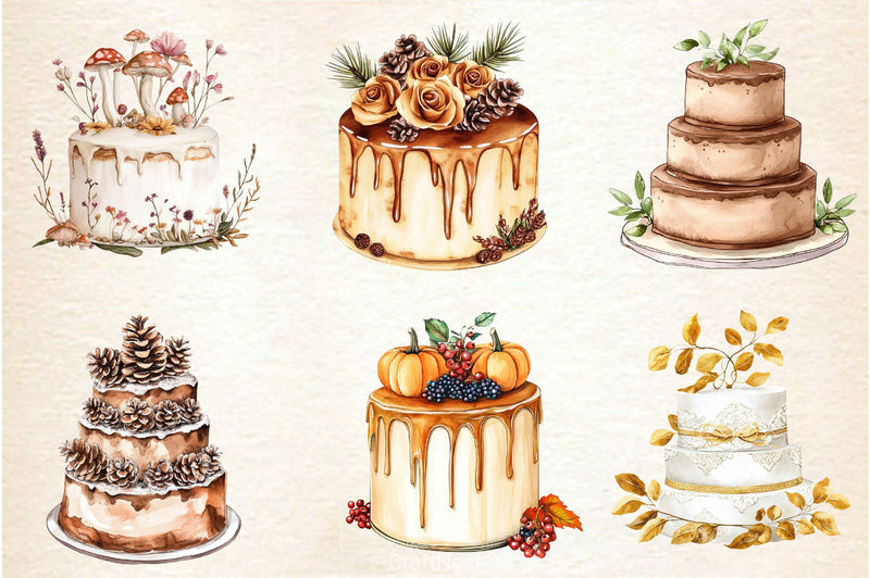 Fall Wedding Cake Clipart Bundle 2 - CraftNest - Digital Crafting and Art