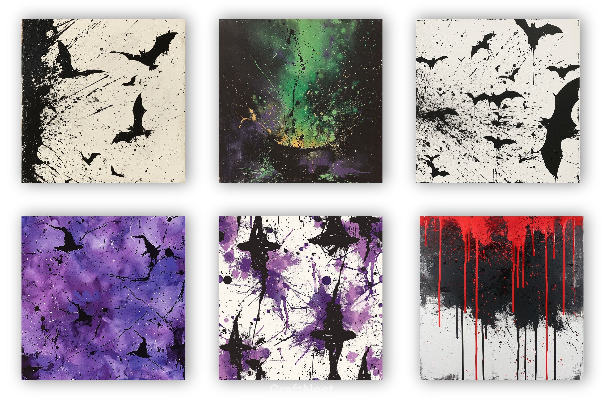 Halloween Paint Splatter Digital Paper - CraftNest - Digital Crafting and Art