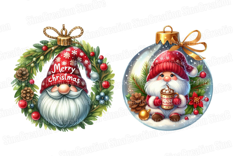 Gnome Christmas Ornament Winter Graphics Clipart Bundle - CraftNest - Digital Crafting and Art