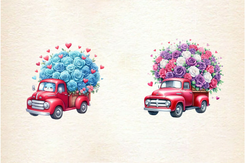 Valentine Flowers Truck Clipart Bundle - CraftNest - Digital Crafting and Art