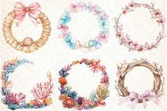 Coquette Coastal Summer Frame Clipart Bundle 1 - CraftNest - Digital Crafting and Art