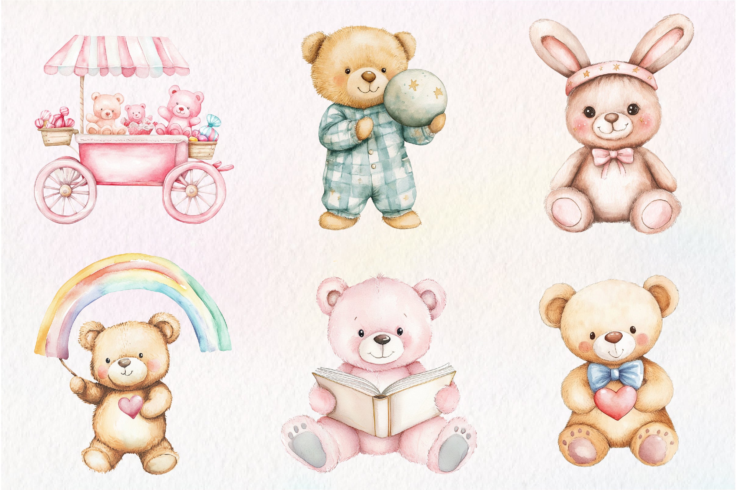 Pink Cute Blush Teddy Bear Clipart Bundle - CraftNest - Digital Crafting and Art