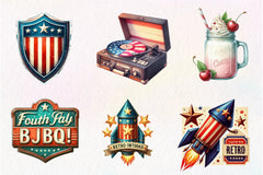Retro 4th Of July Clipart Bundle 1 - CraftNest - Digital Crafting and Art