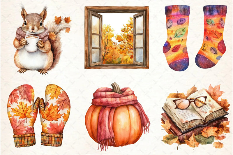 Autumn Chilly Morning Clipart Bundle - CraftNest - Digital Crafting and Art