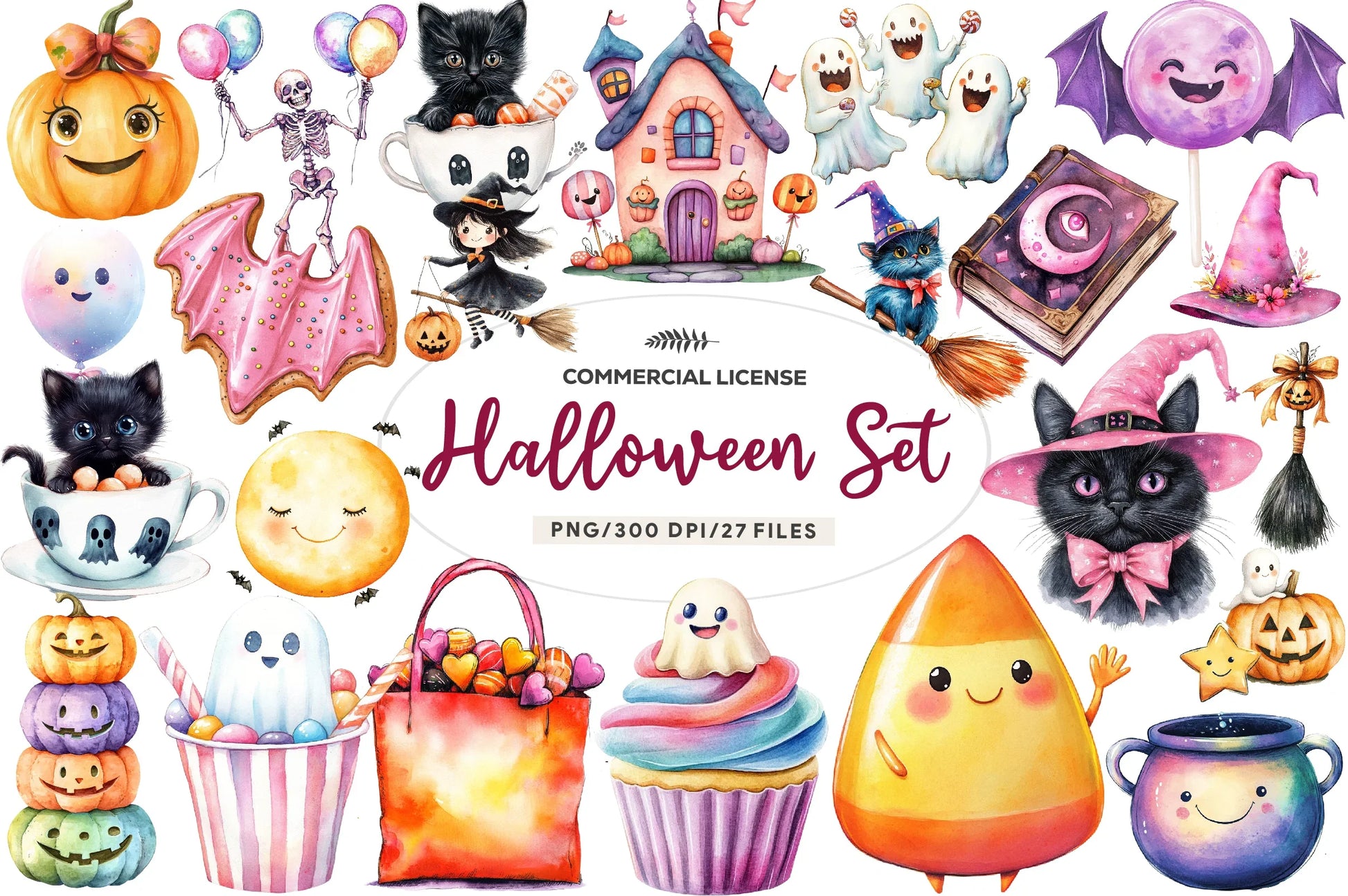 Cute Halloween Set Clipart Bundle 2 - CraftNest - Digital Crafting and Art