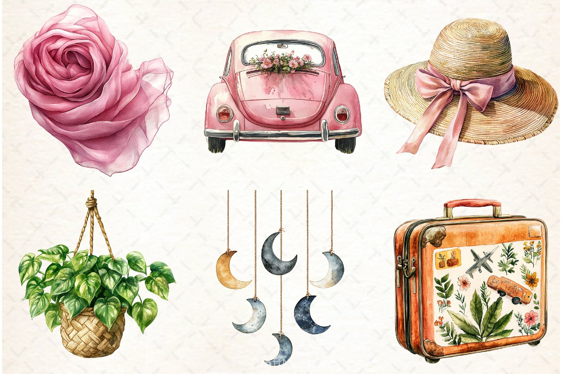 Boho Summer Clipart Bundle 3 - CraftNest - Digital Crafting and Art