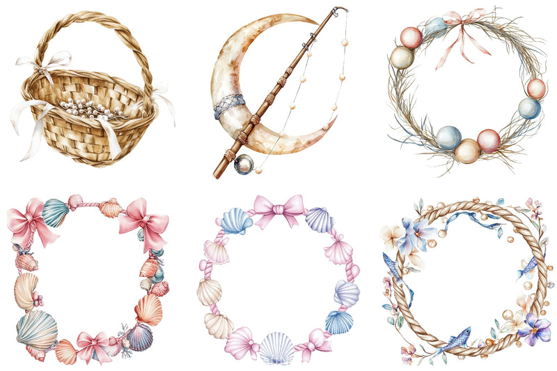 Coquette Coastal Fisherman Clipart Bundle 2 - CraftNest - Digital Crafting and Art