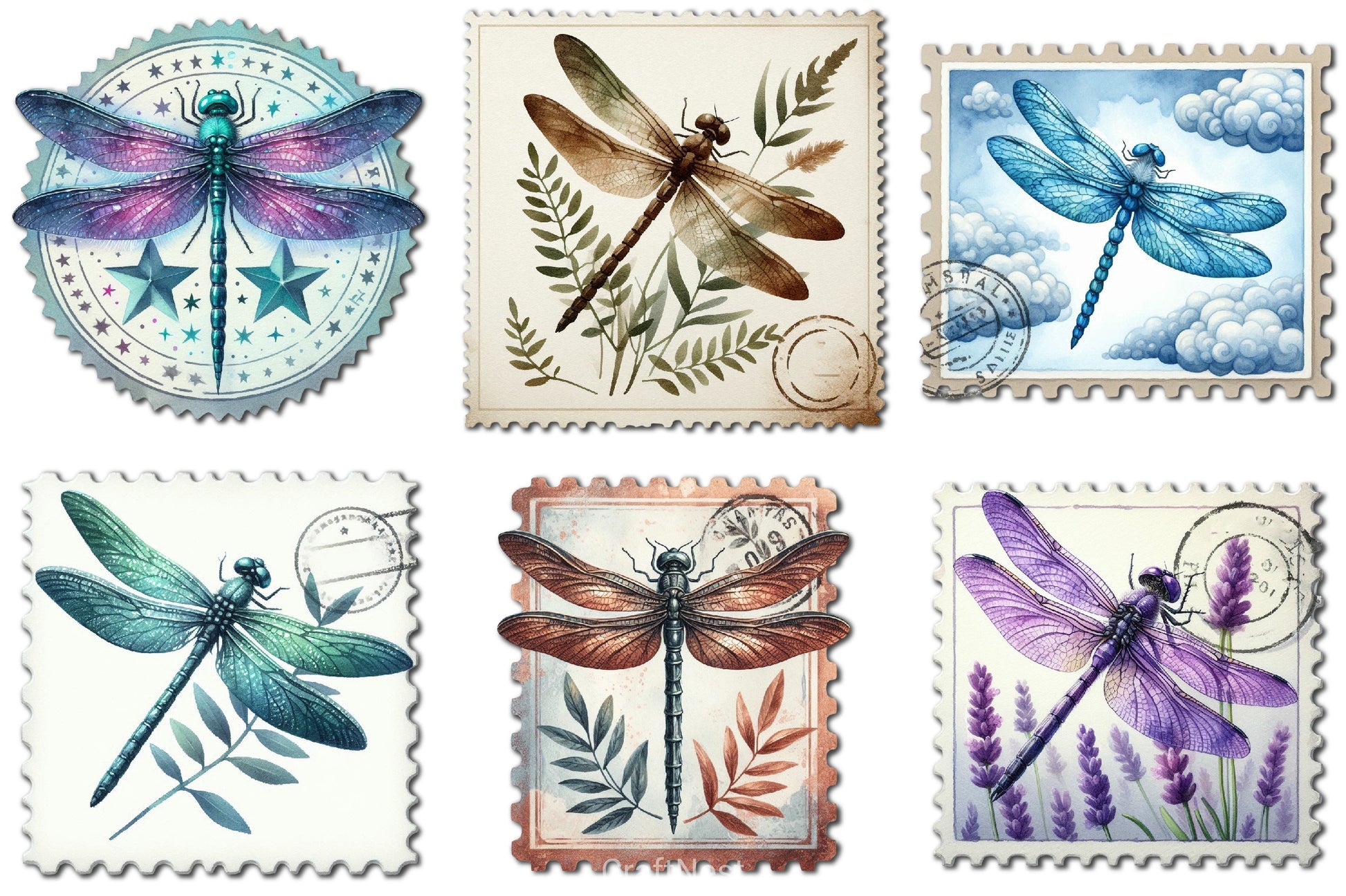 Dragonfly Stamps Clipart Bundle - CraftNest - Digital Crafting and Art