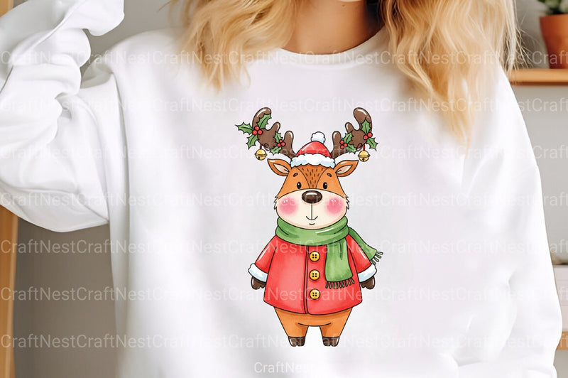 Quirky Funny Christmas Reindeer Clipart Bundle - CraftNest - Digital Crafting and Art