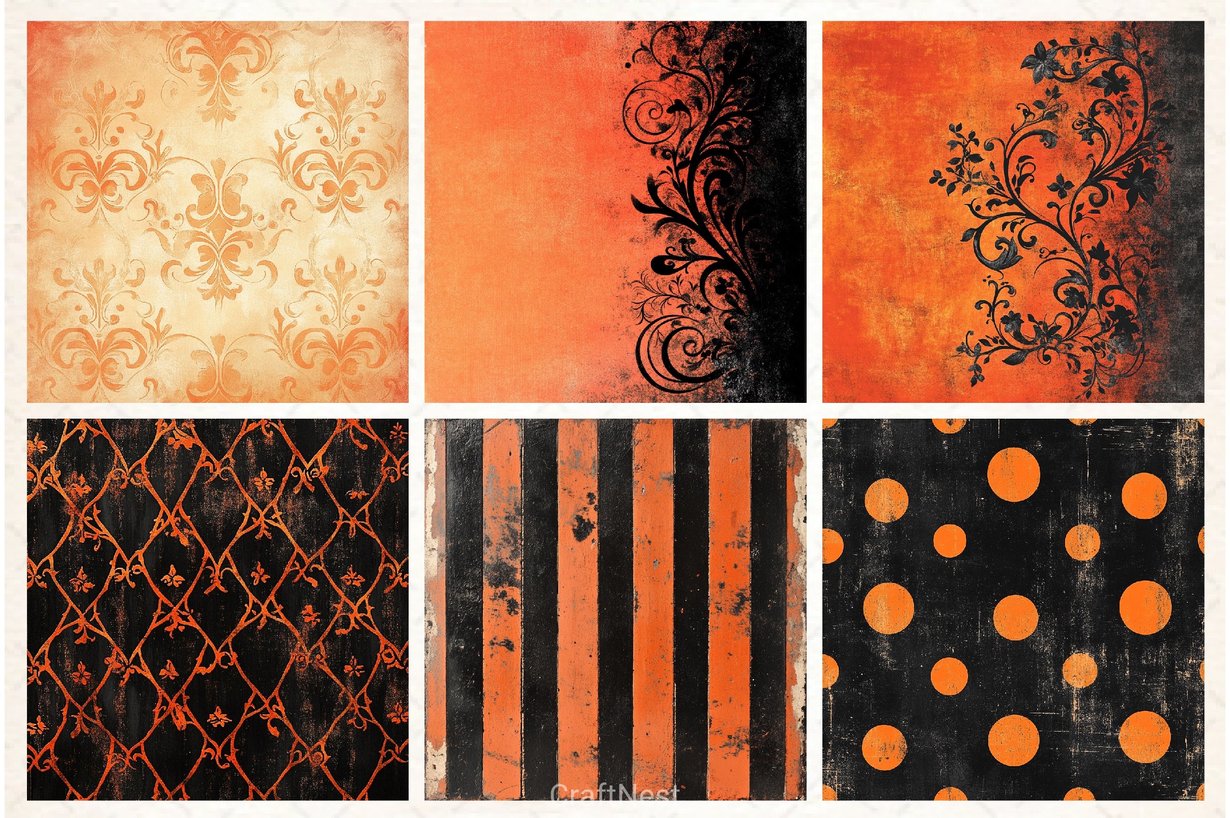 Vintage Halloween Digital Papers - CraftNest - Digital Crafting and Art