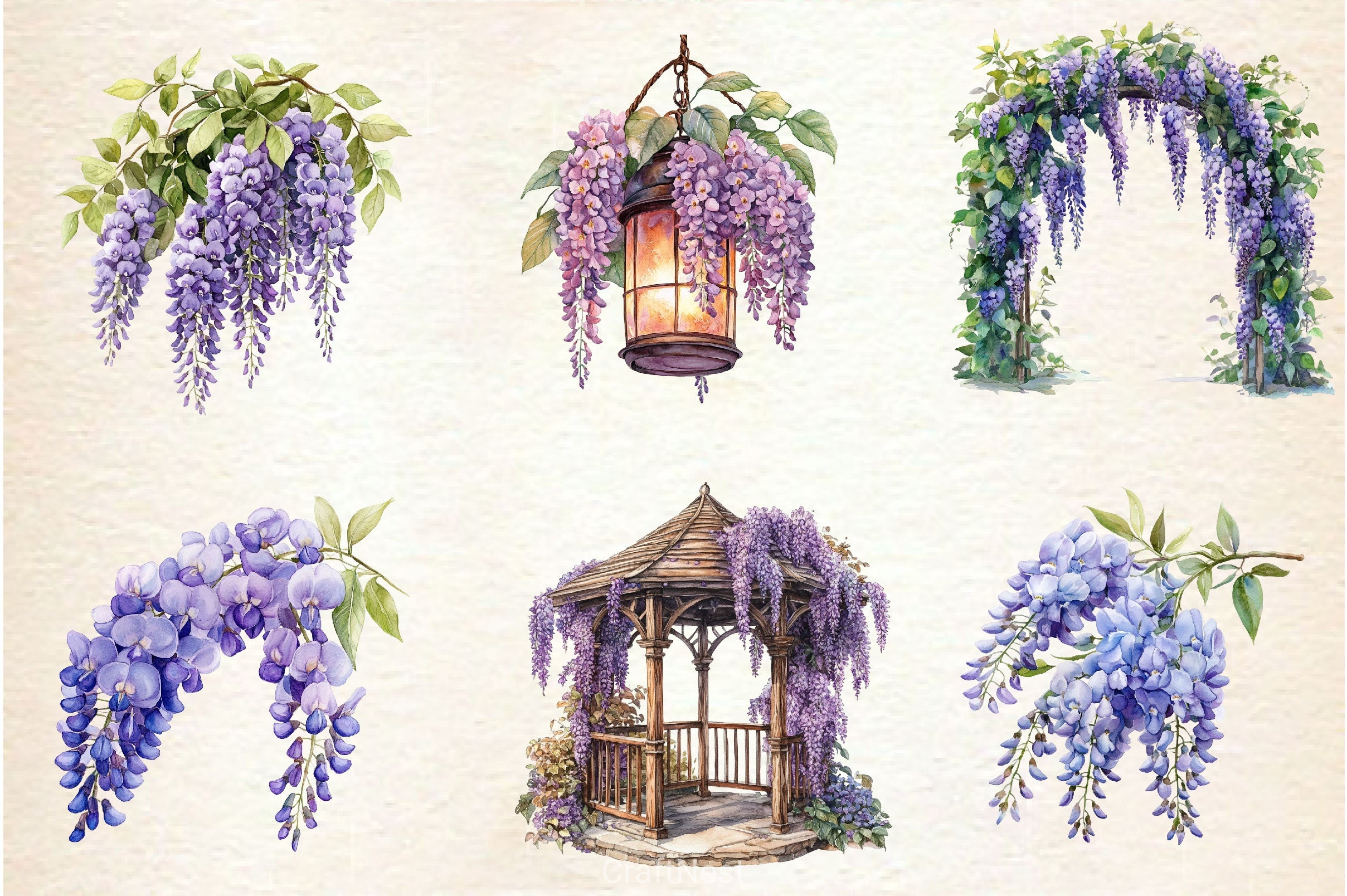 Wisteria Garden Clipart Bundle - CraftNest - Digital Crafting and Art