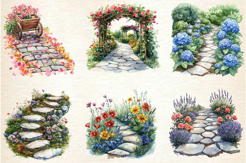 Flower Garden Pathway Clipart Bundle - CraftNest - Digital Crafting and Art