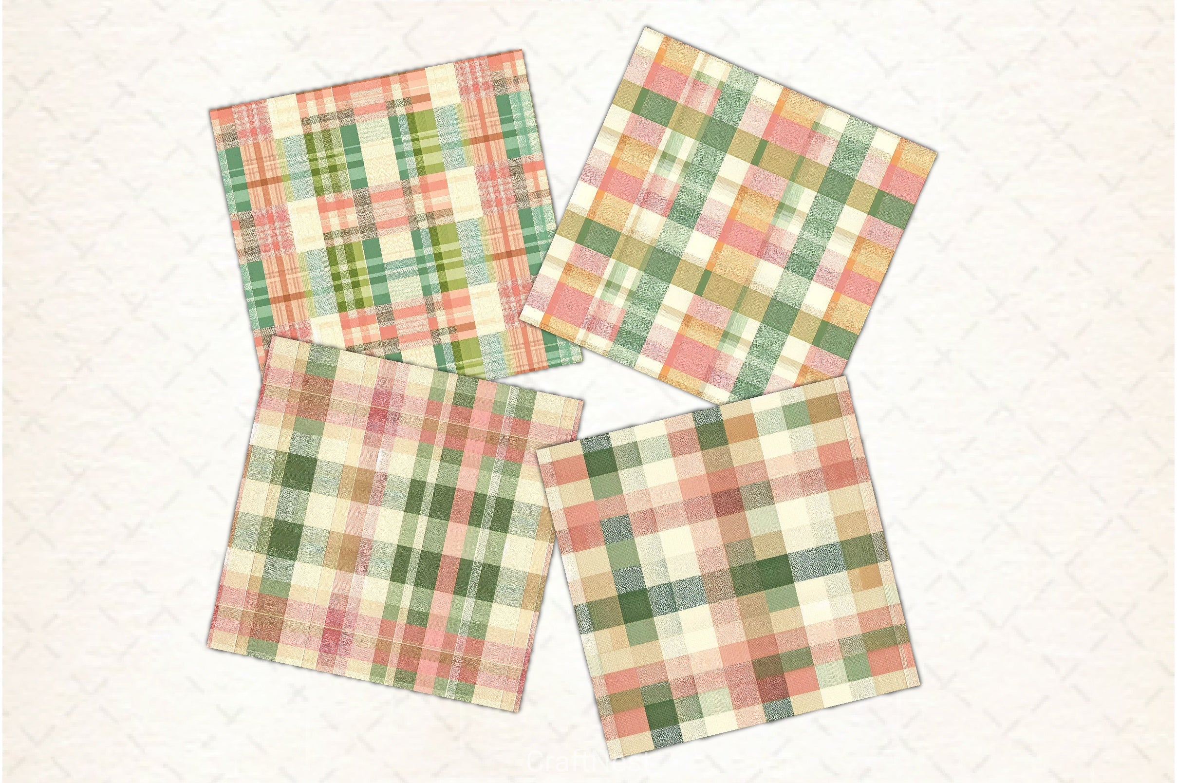 Green Pink Checkered Pattern Digital Paper 2 - CraftNest - Digital Crafting and Art