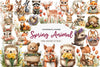 Woodland Spring Floral Cute Animal Clipart Bundle