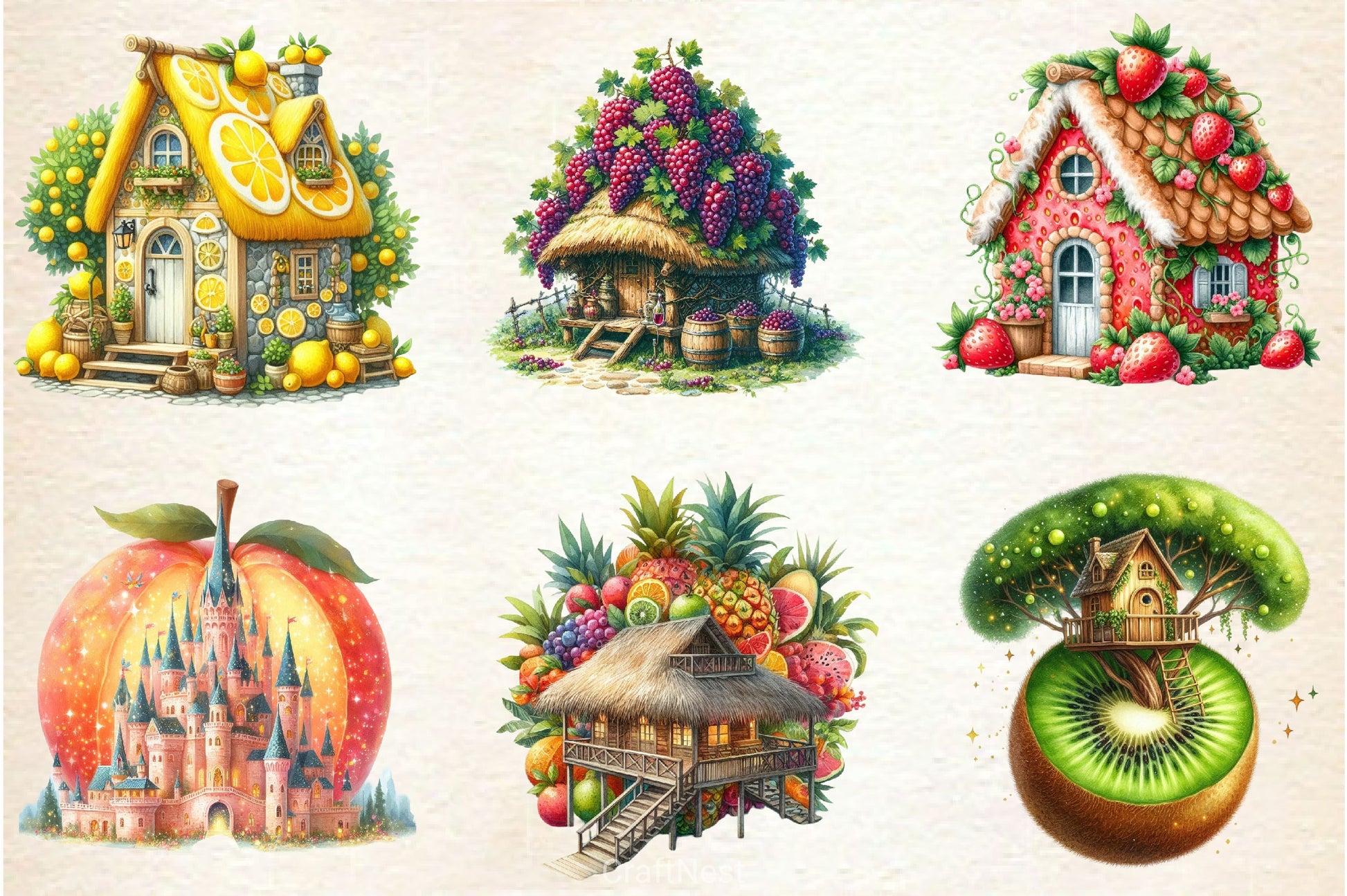 Fruit House Clipart Bundle - CraftNest - Digital Crafting and Art