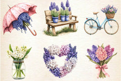 Spring Hyacinth Flower Clipart Bundle - CraftNest - Digital Crafting and Art