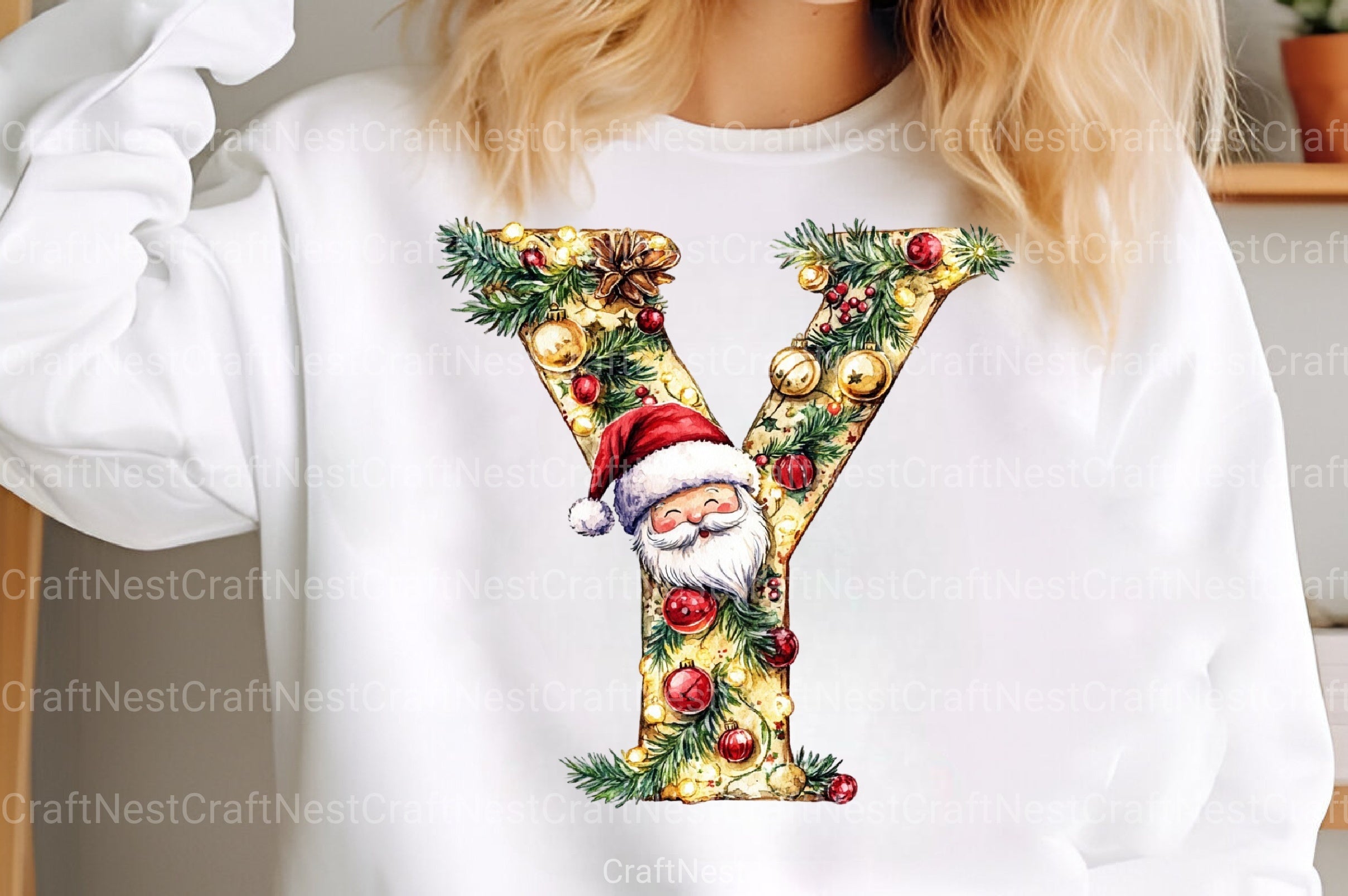 Christmas Alphabet Letters Reindeer Santa Snowman Clipart Bundle - CraftNest - Digital Crafting and Art