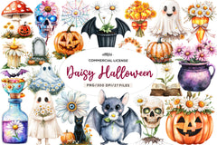 Daisy Flower & Halloween Clipart Bundle - CraftNest - Digital Crafting and Art