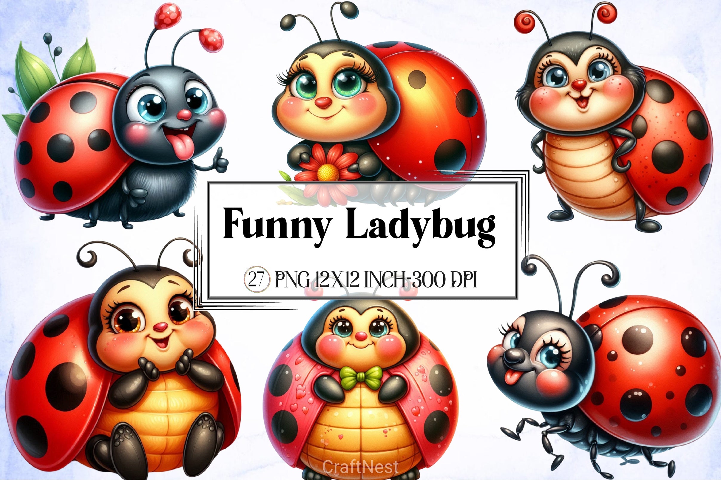 Funny Ladybug Clipart Bundle - CraftNest - Digital Crafting and Art