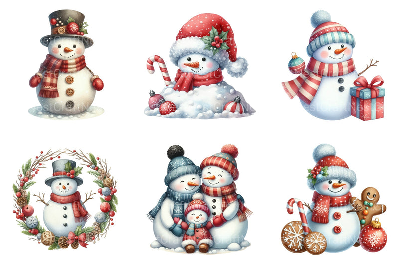 Snowman Winter Christmas Cute Clipart Bundle - CraftNest - Digital Crafting and Art