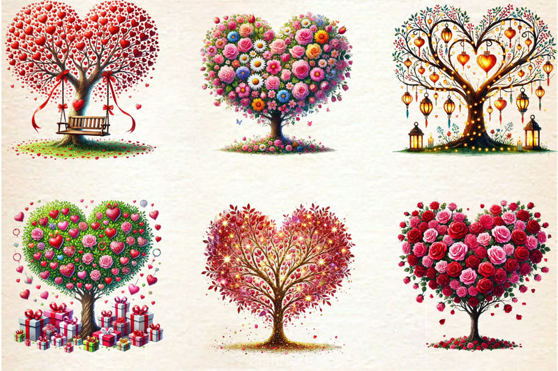 Valentine's Day Heart Tree Clipart Bundle 2 - CraftNest - Digital Crafting and Art