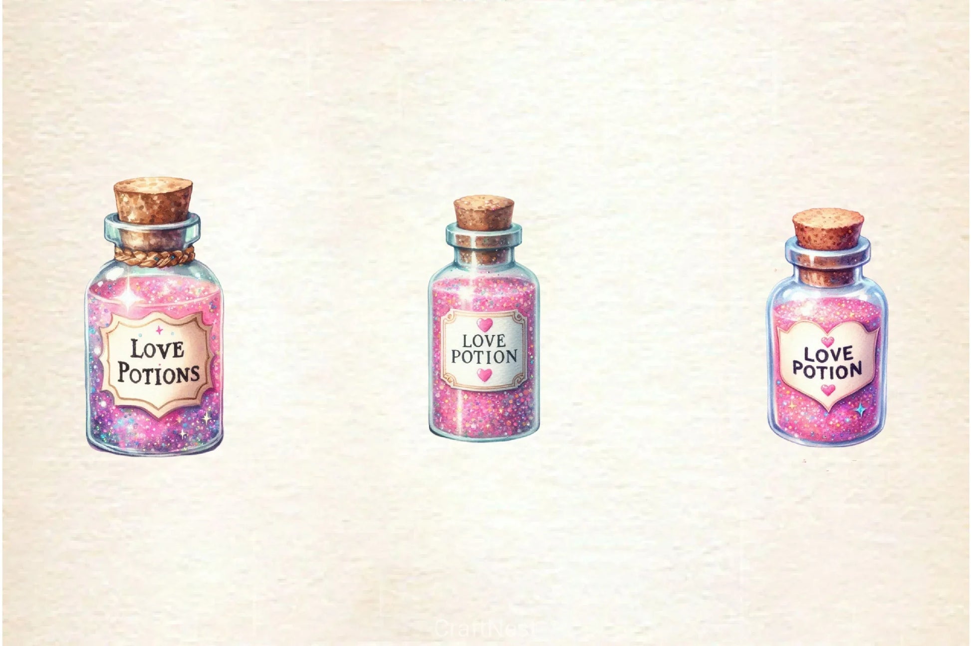 Glittery Love Potion Clipart Bundle - CraftNest - Digital Crafting and Art