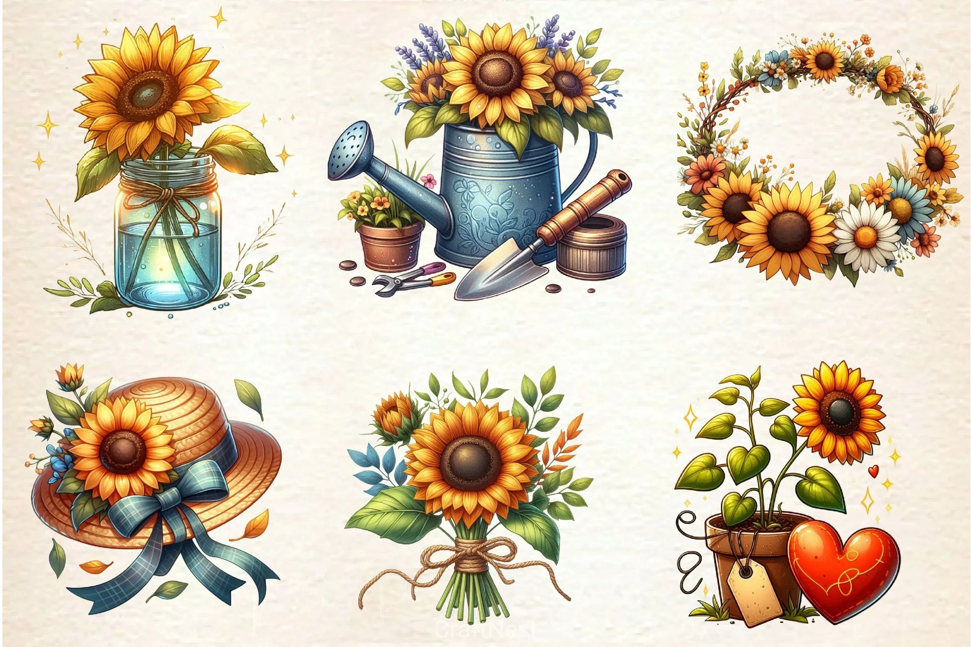 Summer Sunflower Clipart Bundle 2 - CraftNest - Digital Crafting and Art