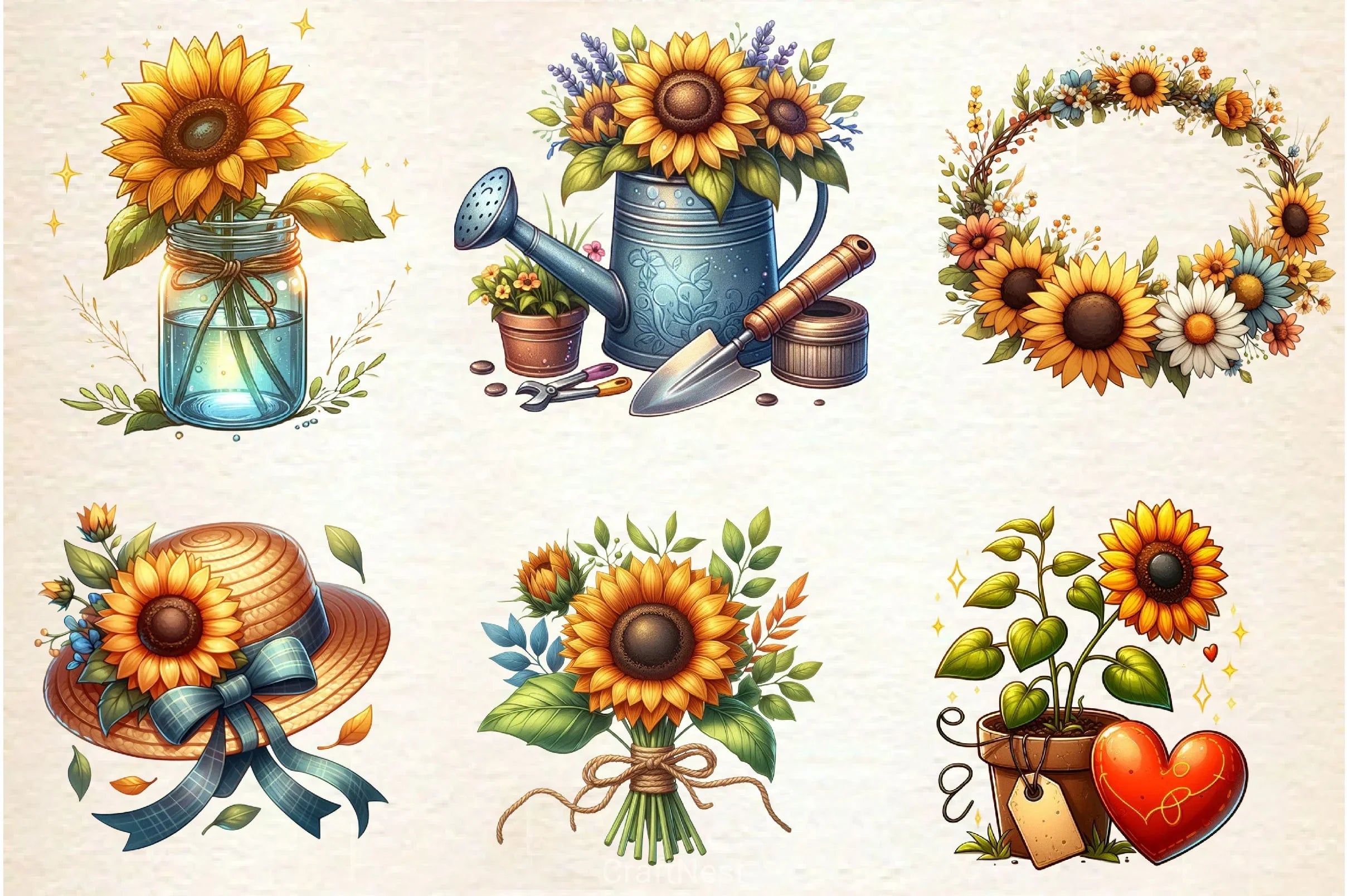 Summer Sunflower Clipart Bundle 2 - CraftNest - Digital Crafting and Art