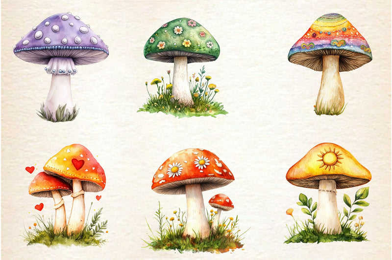 Embroidered Mushrooms Clipart Bundle - CraftNest - Digital Crafting and Art
