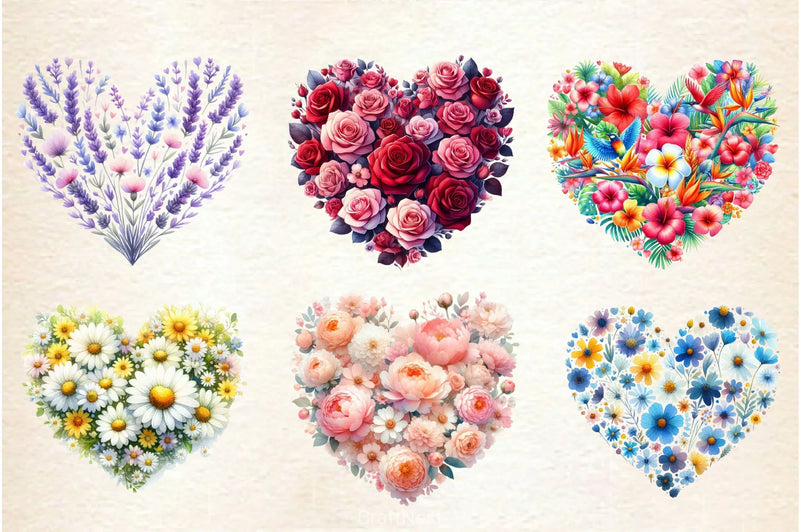 Flower Hearts Valentine Day Clipart Bundle - CraftNest - Digital Crafting and Art