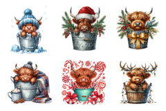 Christmas Highland Cows Clipart Bundle - CraftNest - Digital Crafting and Art