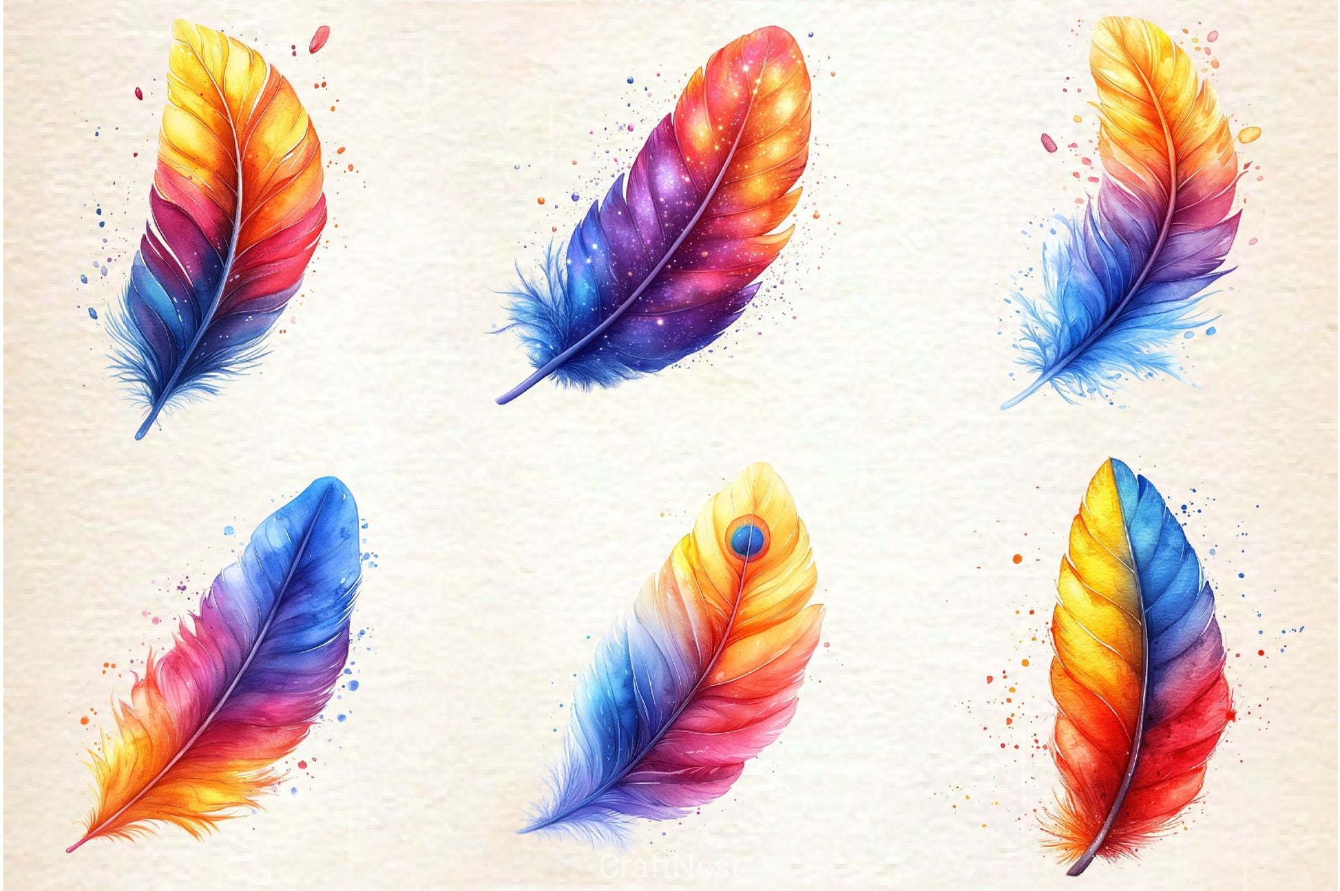 Rainbow Feathers Clipart Bundle - CraftNest - Digital Crafting and Art