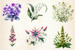 Botanical Forest Wildflower Clipart Bundle - CraftNest - Digital Crafting and Art