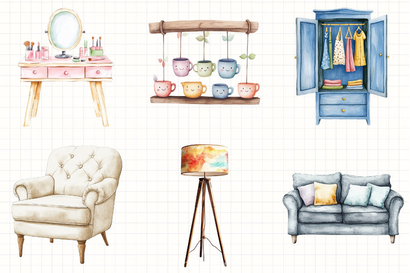 Home Furniture Clipart Bundle 5 - CraftNest - Digital Crafting and Art