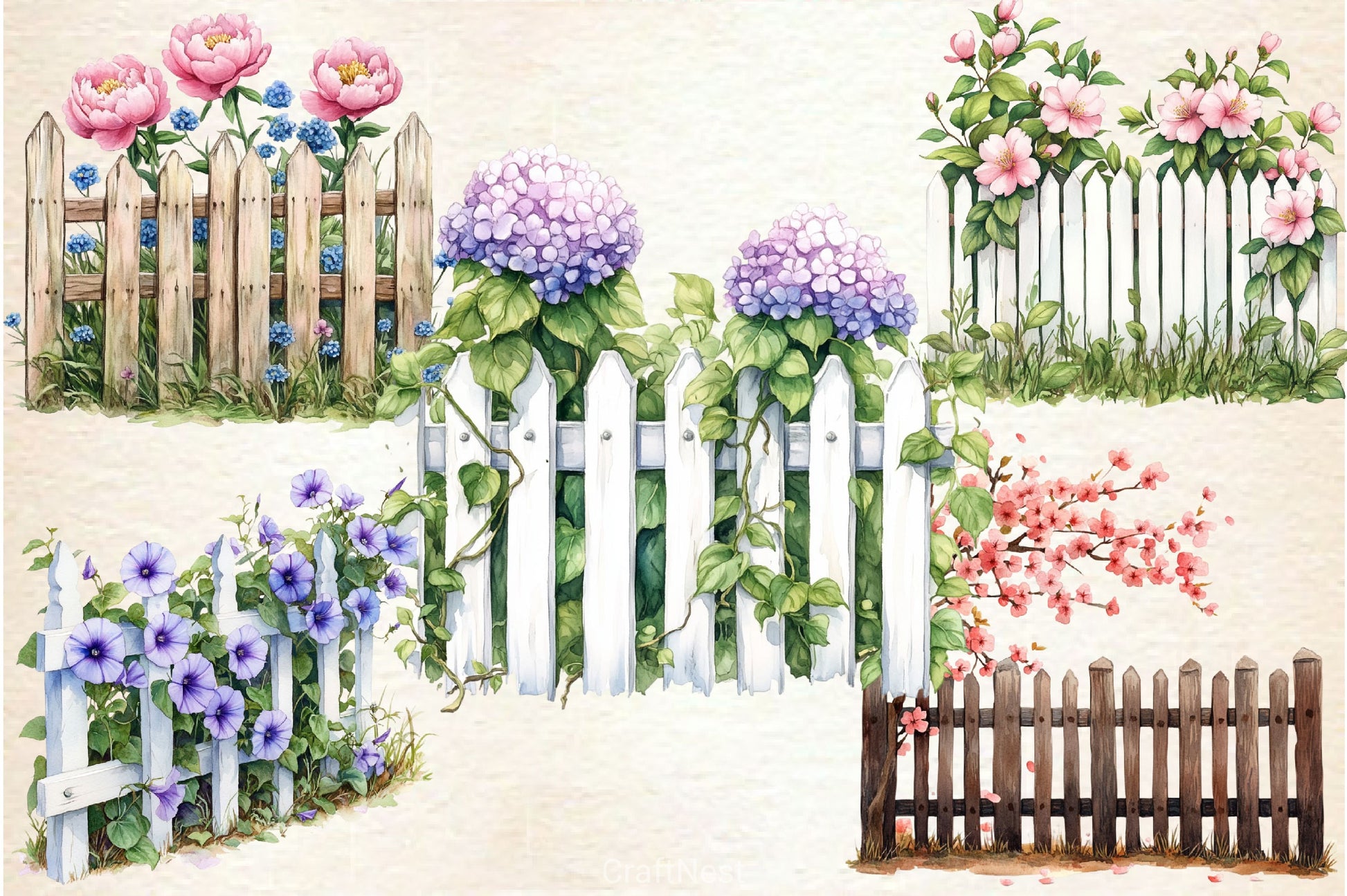 Spring Flower Fence Clipart Bundle 2 - CraftNest - Digital Crafting and Art