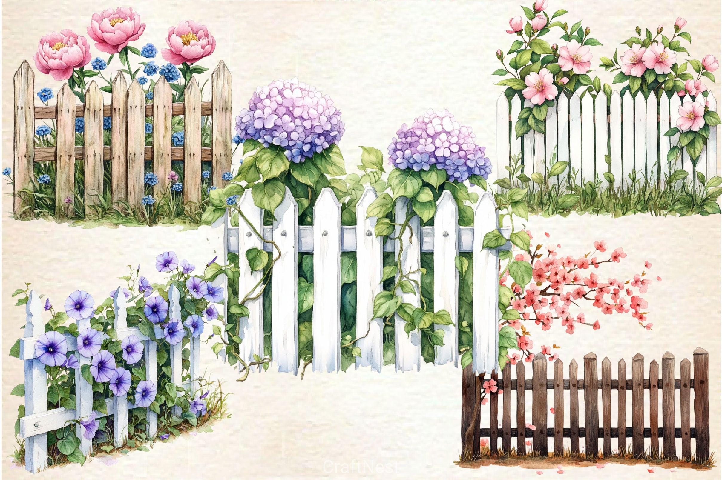 Spring Flower Fence Clipart Bundle 2 - CraftNest - Digital Crafting and Art