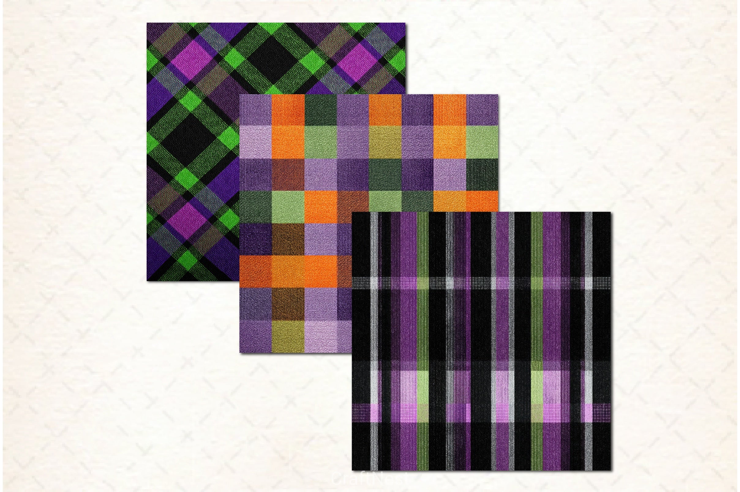 Plaid Halloween Digital Papers - CraftNest - Digital Crafting and Art