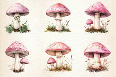 Charming Pink Mushrooms Clipart Bundle - CraftNest - Digital Crafting and Art