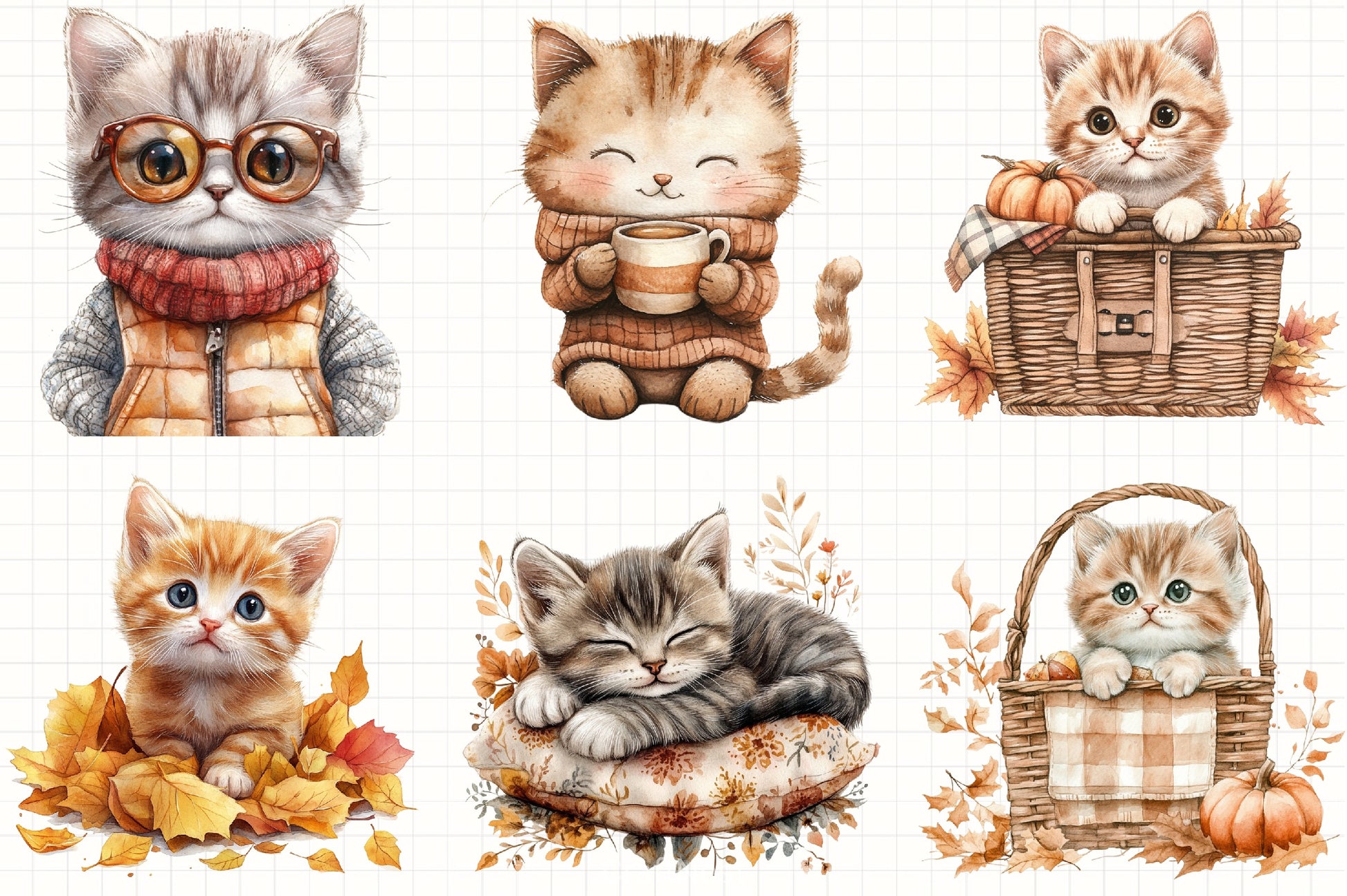 Autumn Kitten Clipart Bundle - CraftNest - Digital Crafting and Art