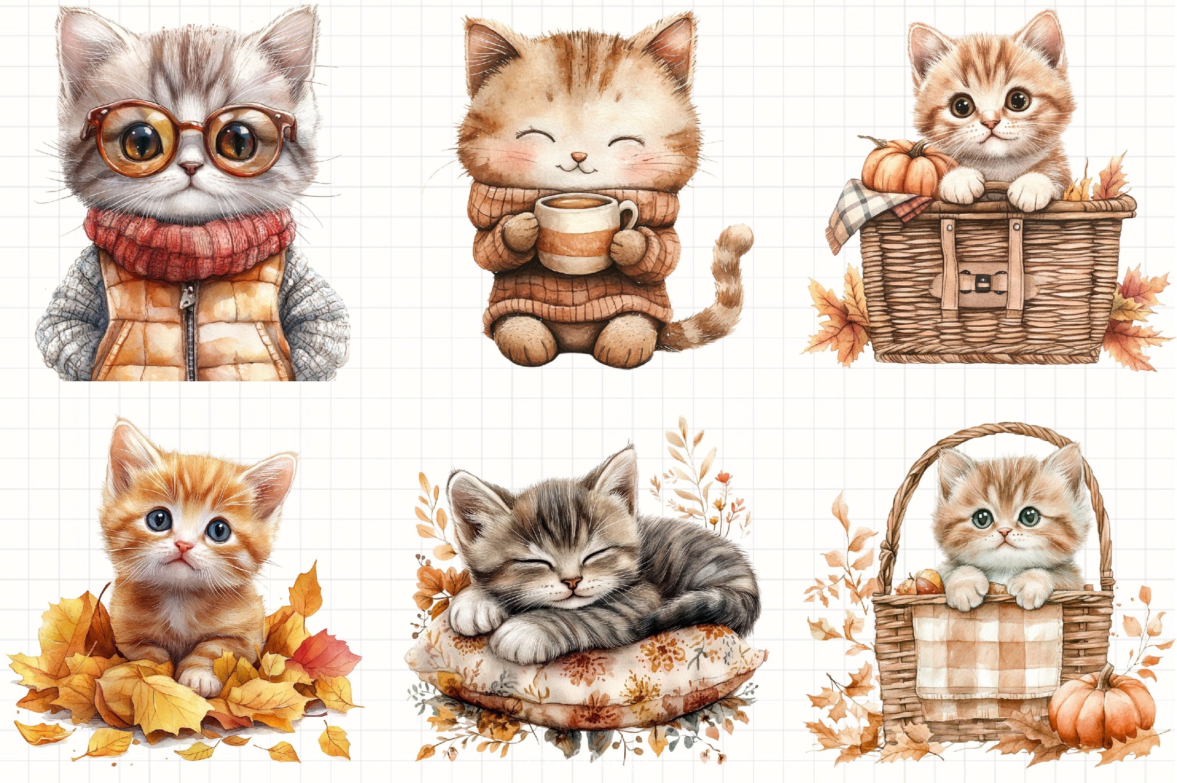 Autumn Kitten Clipart Bundle - CraftNest - Digital Crafting and Art