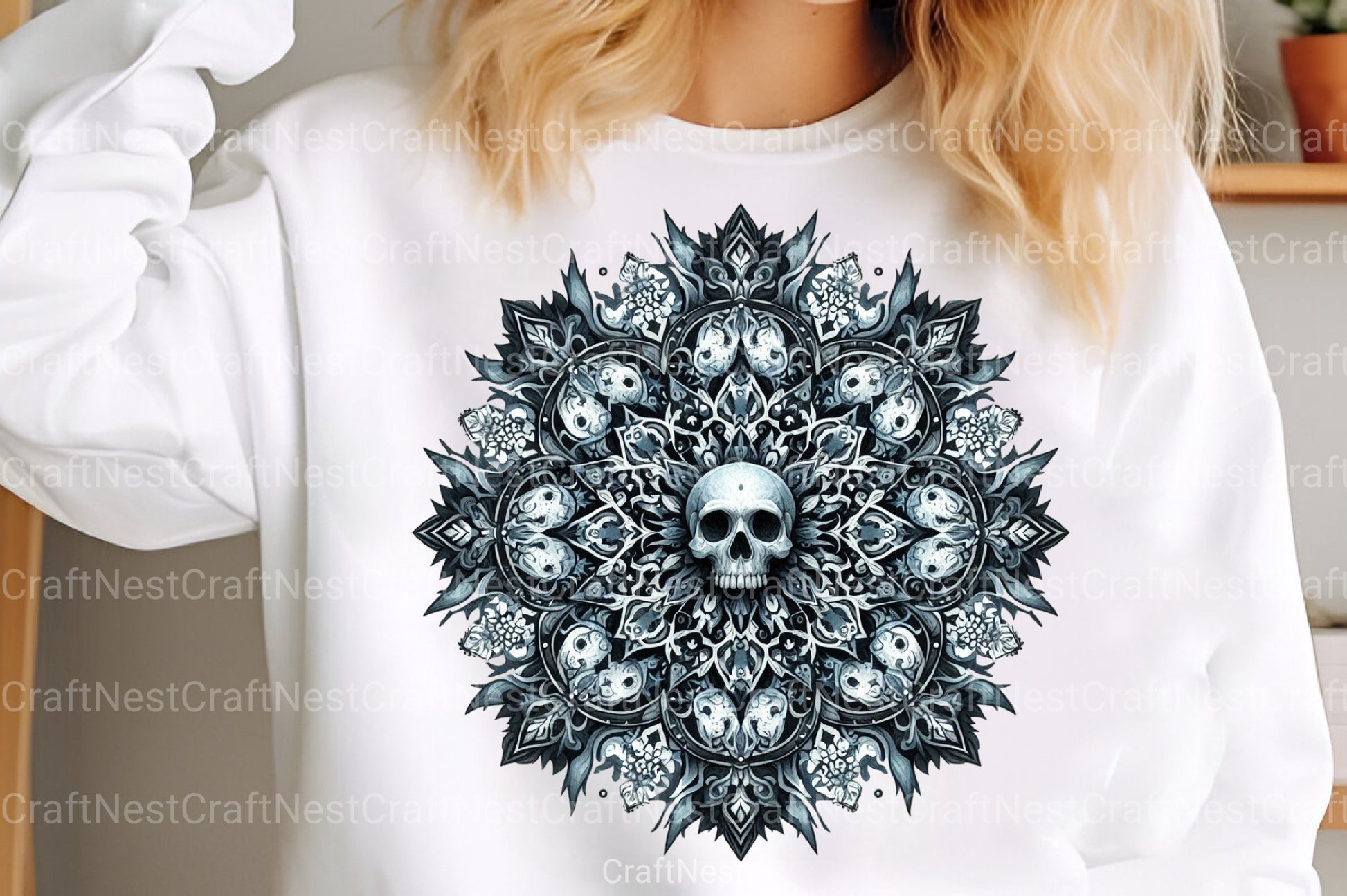 Gothic Christmas Clip Art: Spooky Skull & Raven Graphics Bundle - CraftNest - Digital Crafting and Art