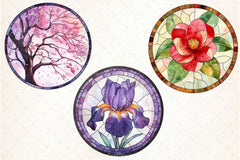 Round Stained Glass Flowers Clipart Bundle - CraftNest - Digital Crafting and Art