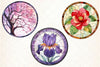 Round Stained Glass Flowers Clipart Bundle