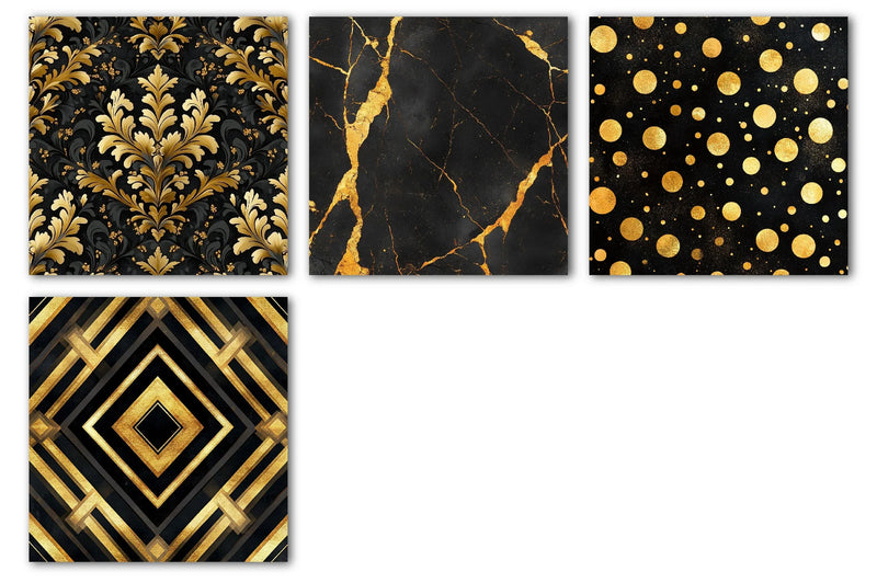 Black And Gold Digital Paper - CraftNest - Digital Crafting and Art
