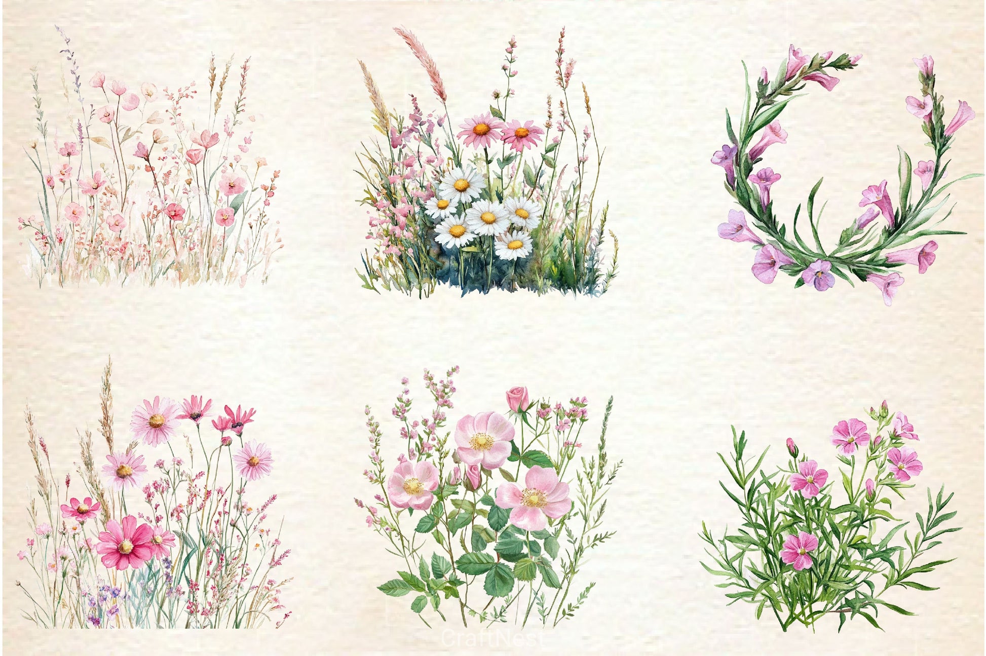 Pink Summer Meadow Clipart Bundle 2 - CraftNest - Digital Crafting and Art