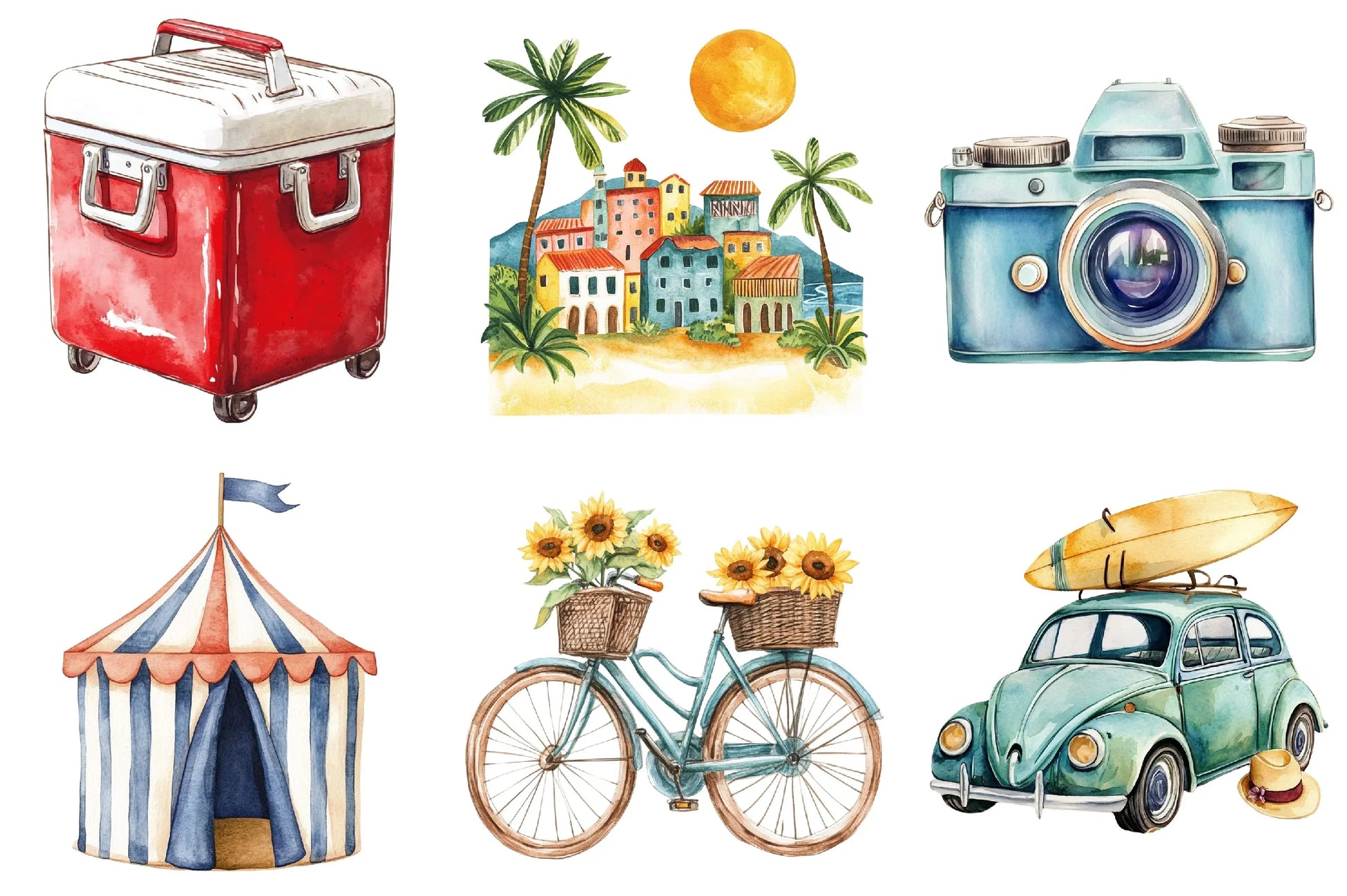 1950s Beach Day Clipart Bundle - CraftNest - Digital Crafting and Art